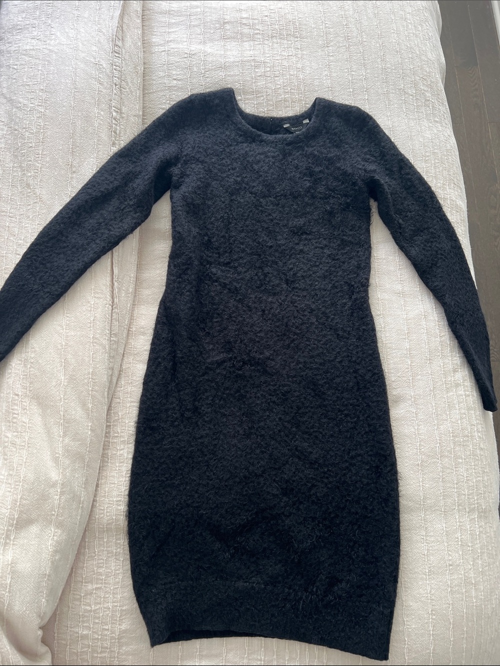 RW&CO. Black Long Sleeve Fuzzy Knit Bodycon Dress
